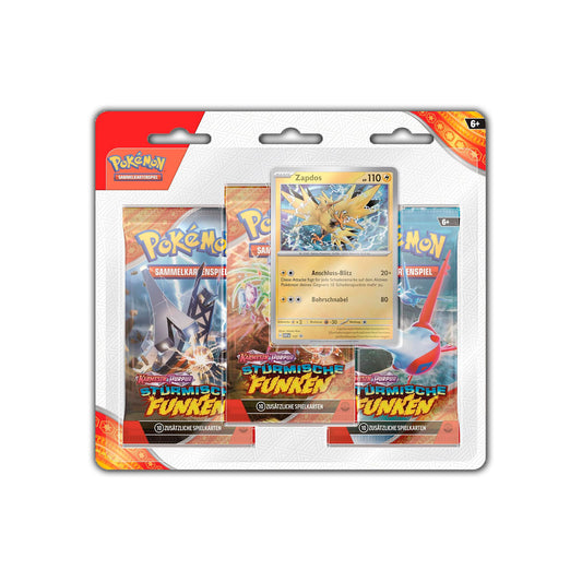 Pokémon Sammelkartenspiel: 3er Blister, verschiedene Stile - Stürmische Funken (DE)