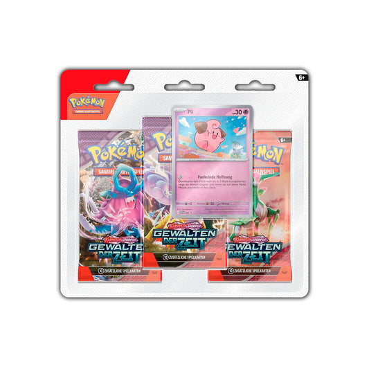 Pokémon Sammelkartenspiel: 3er Blister, verschiedene Stile - Gewalten der Zeit (DE)