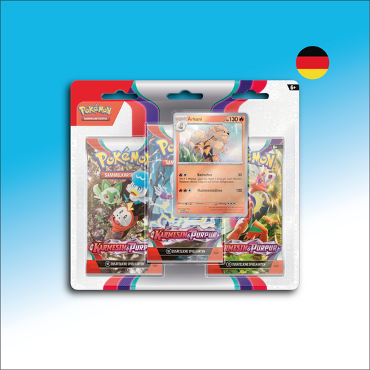 Pokémon Sammelkartenspiel 3er Blister, verschiedene Stile - Karmesin & Purpur DE