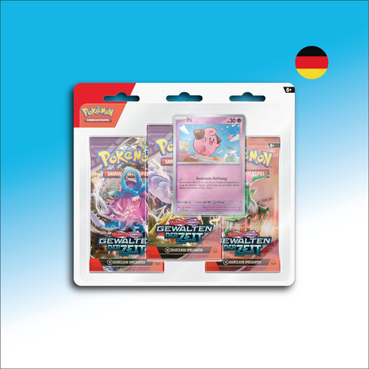 Pokémon Sammelkartenspiel 3er Blister, verschiedene Stile - Gewalten der Zeit DE